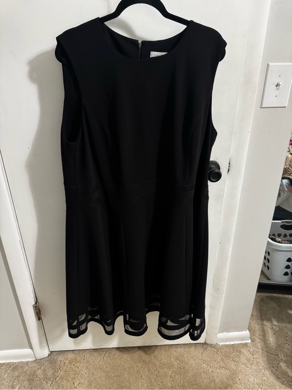 Calvin Klein Black Sleeveless Midi Dress with Hem Cutouts